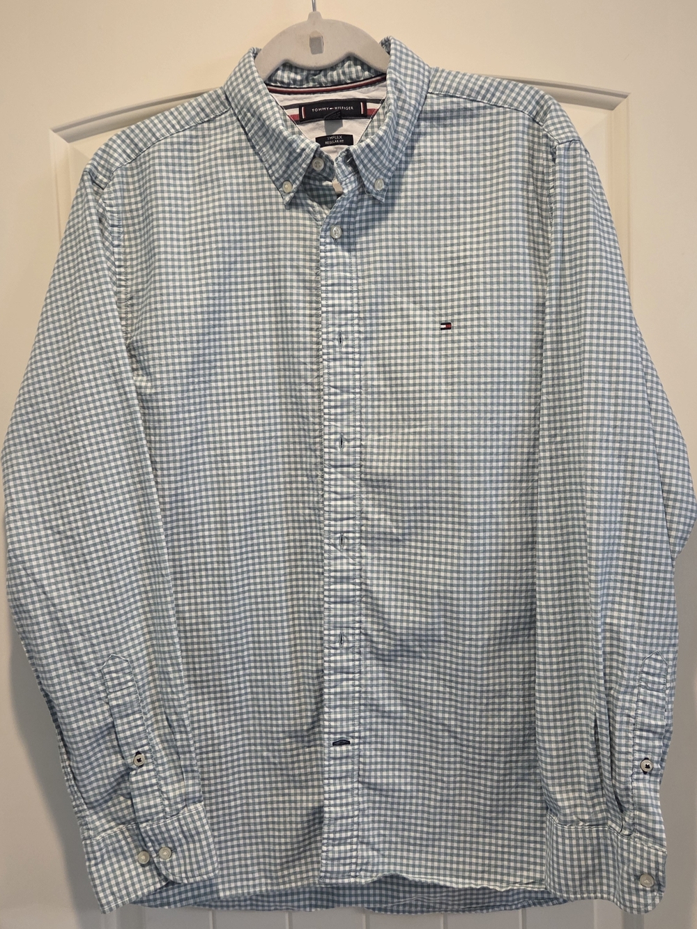 Tommy Hilfiger Men's Light Blue Check Button-Down Shirt